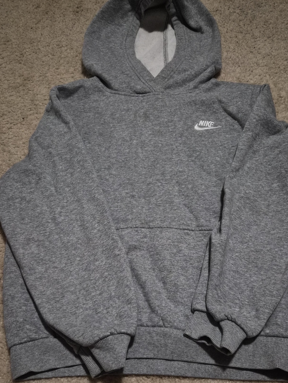 Nike Youth Boys Or Girls Gray Hooded Sweatshirt
